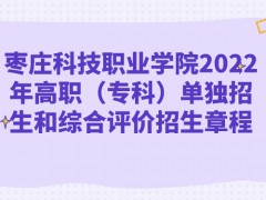 棗莊科技職業(yè)學院2022年高職（專科）單獨招生和綜合評價招生章程